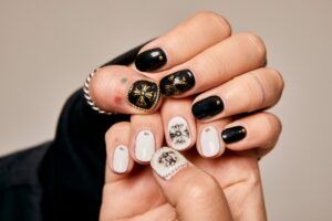 Black and White Lace Nails