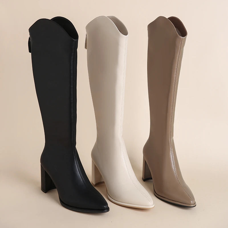 The LuxeMuse* Plus Size Boots Zipper Thick High Heels