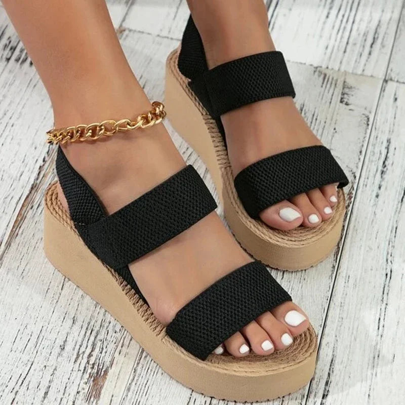 The LuxeMuse* New Minimalist Slingback Wedge Sandals